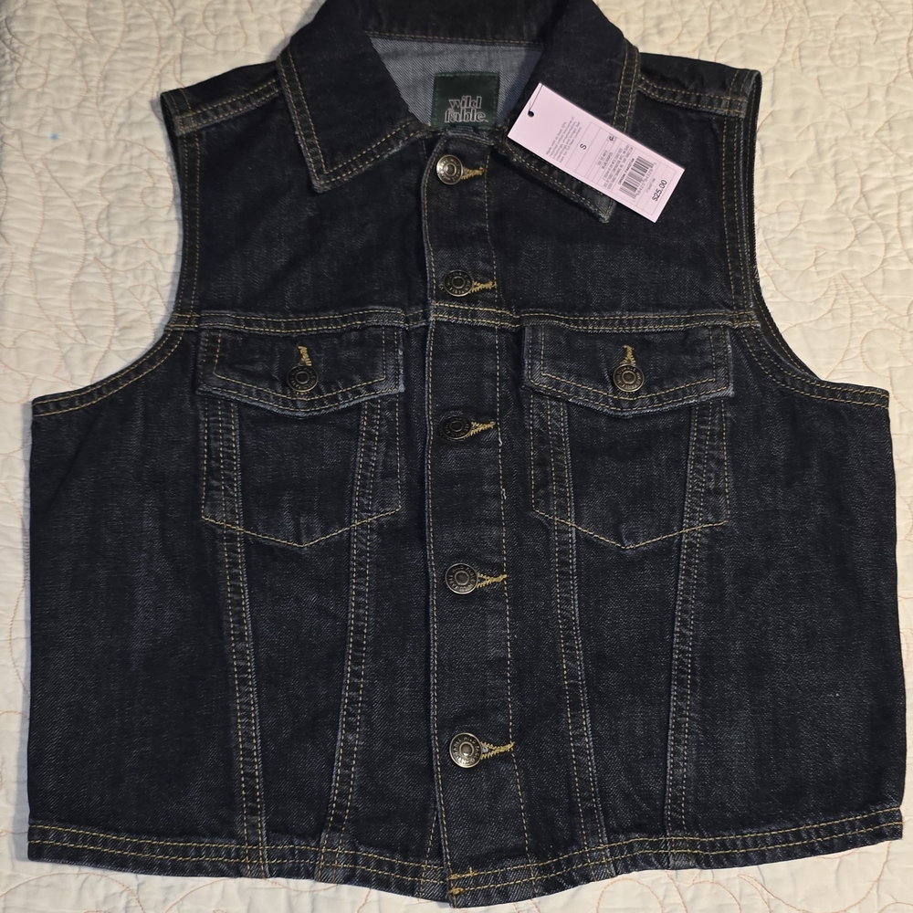 Women's S Denim Sleeveless Vest Y2K 90's Retro Vintage Inspired